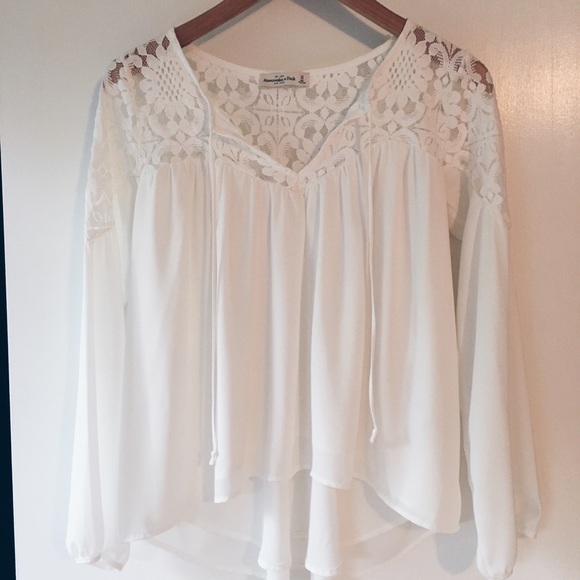 Abercrombie White Peasant Top - Picture 1 of 4